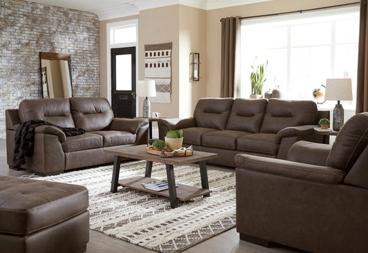 Maderla Walnut Sofa, Loveseat, Chair and Ottoman