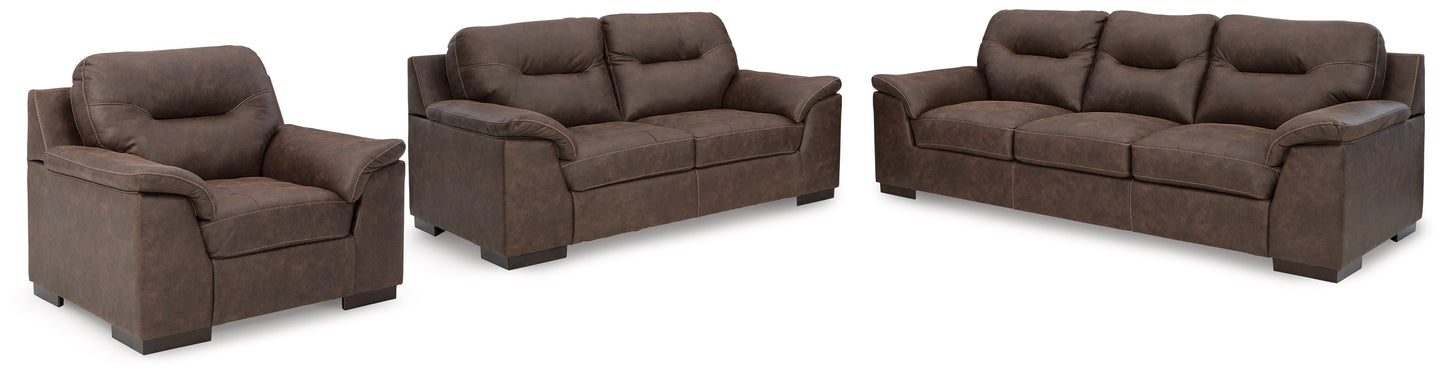 Maderla Walnut Sofa, Loveseat and Chair