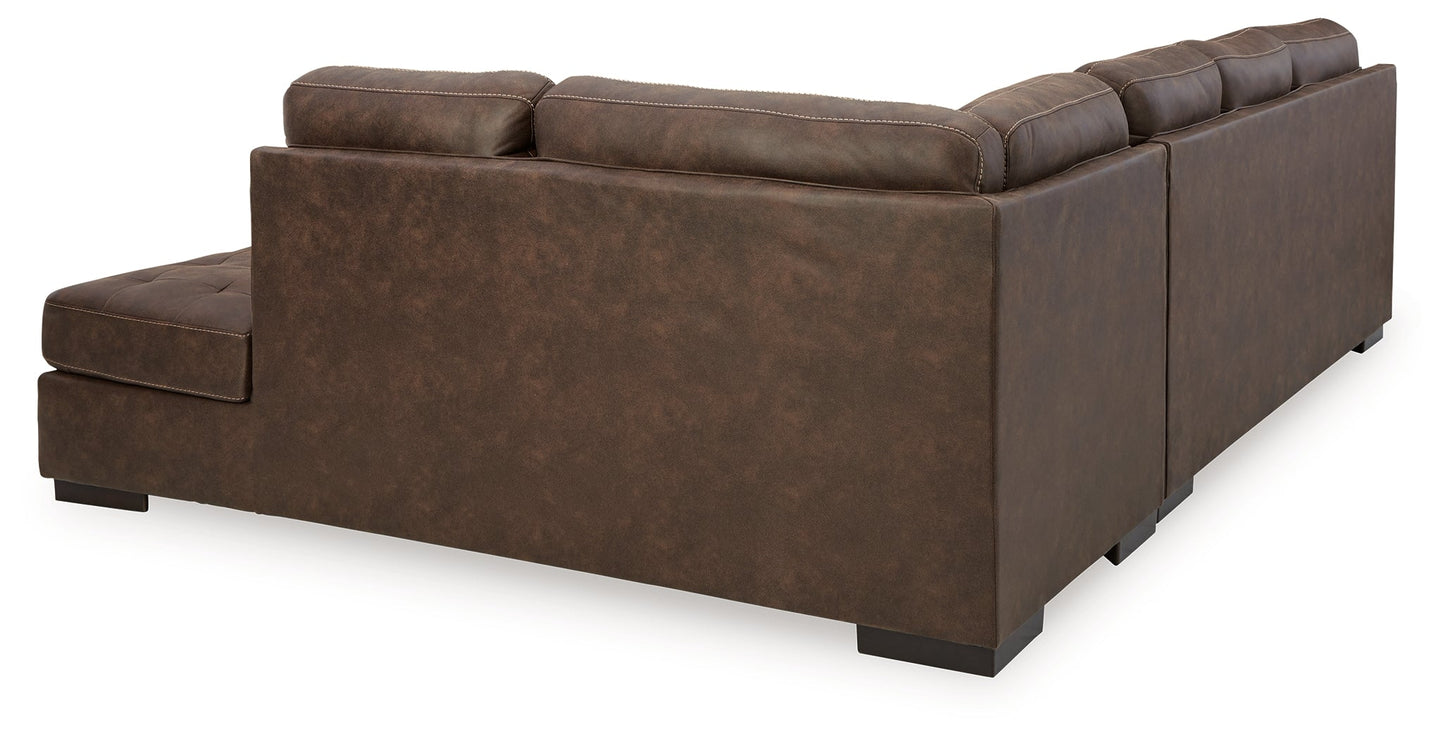 Maderla Walnut 2pc Sectional with Chaise