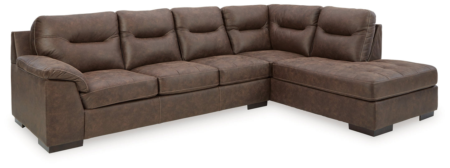 Maderla Walnut 2pc Sectional with Chaise