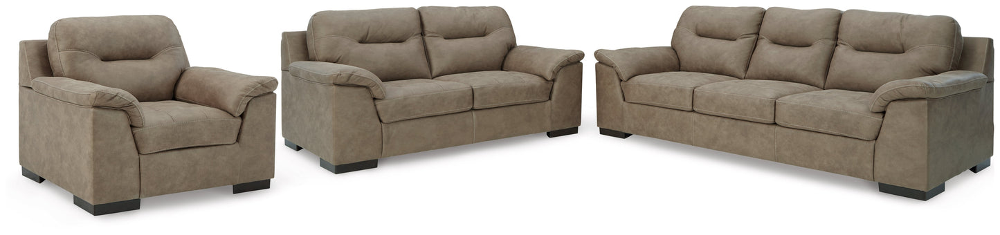 Maderla Gray Sofa, Loveseat and Chair