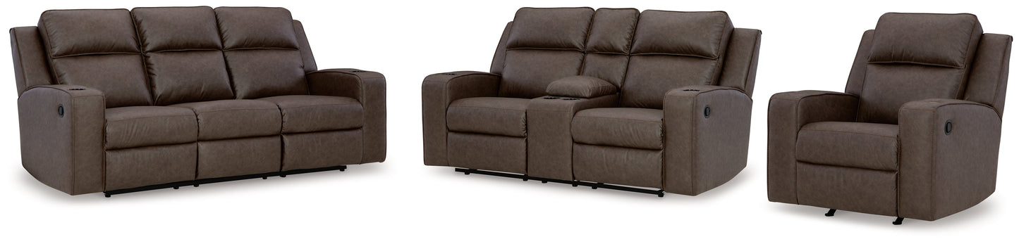 Lavenhorne Umber Reclining Sofa, Loveseat and Recliner