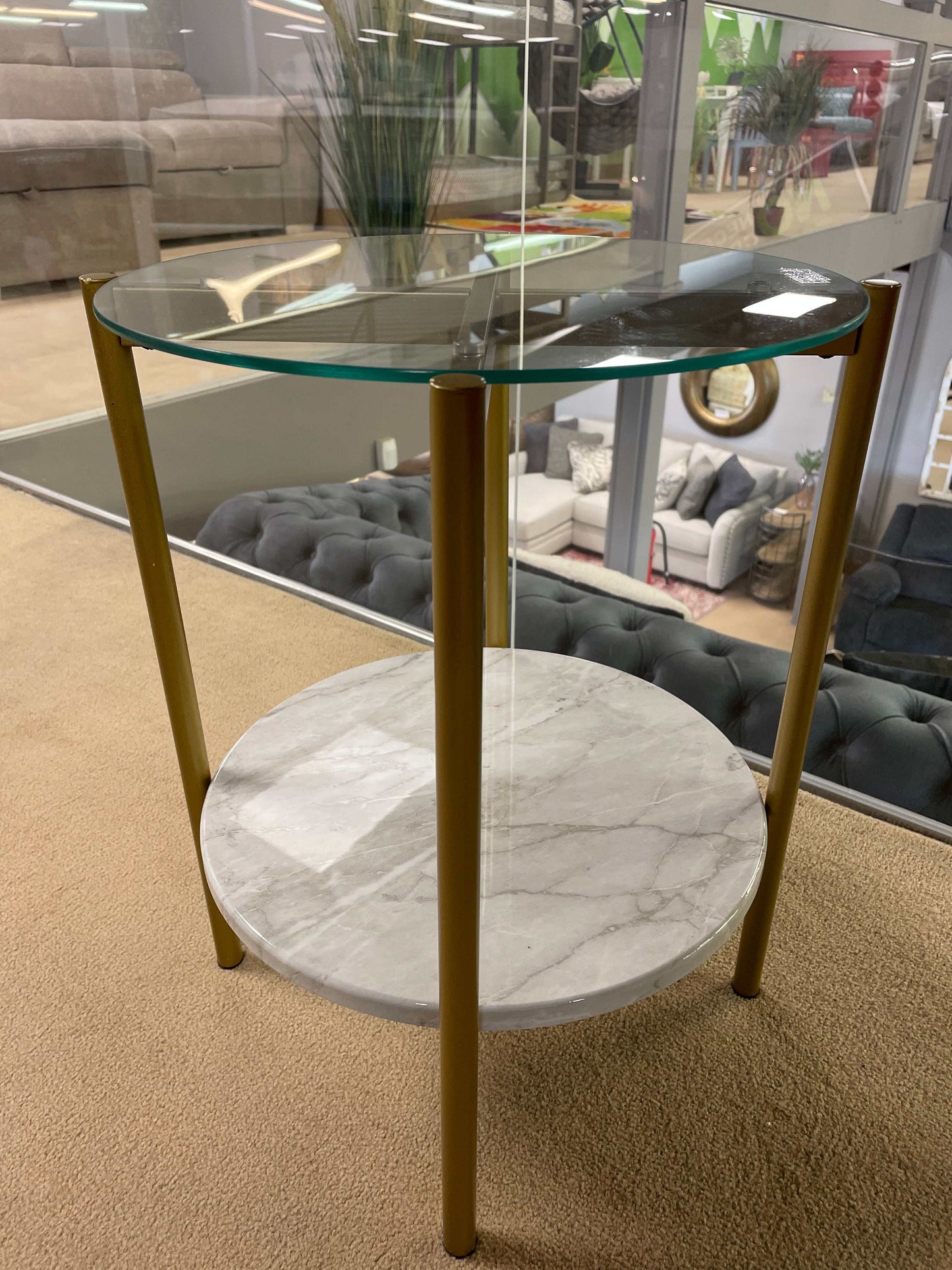 Wynora White & Gold Round End Table