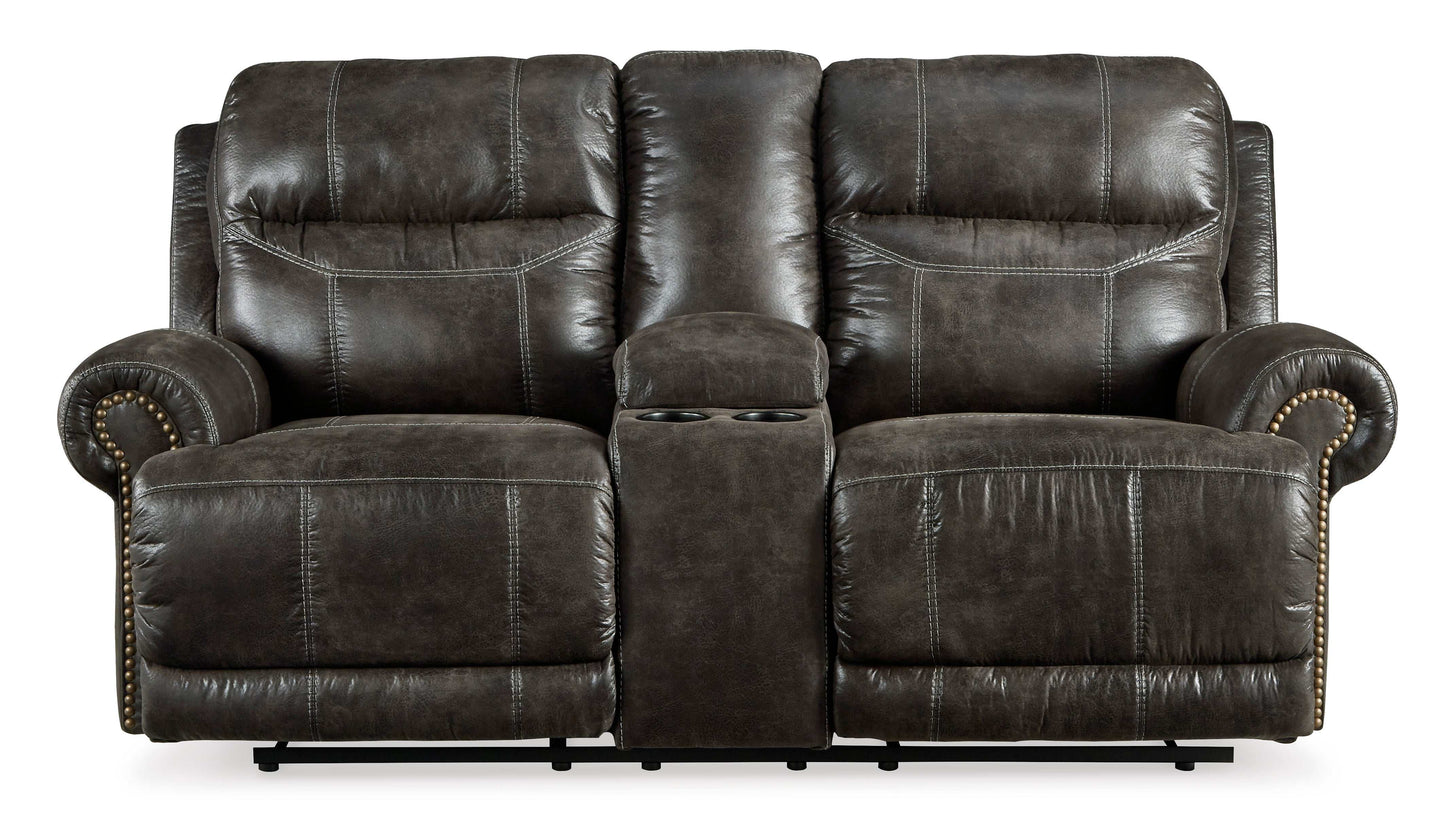 Grearview Charcoal Power Reclining Loveseat w/ Console