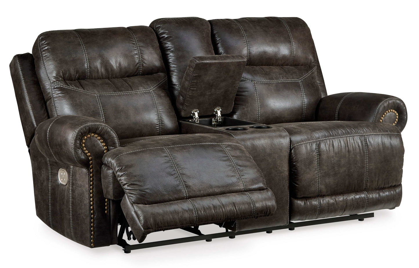 Grearview Charcoal Power Reclining Loveseat w/ Console