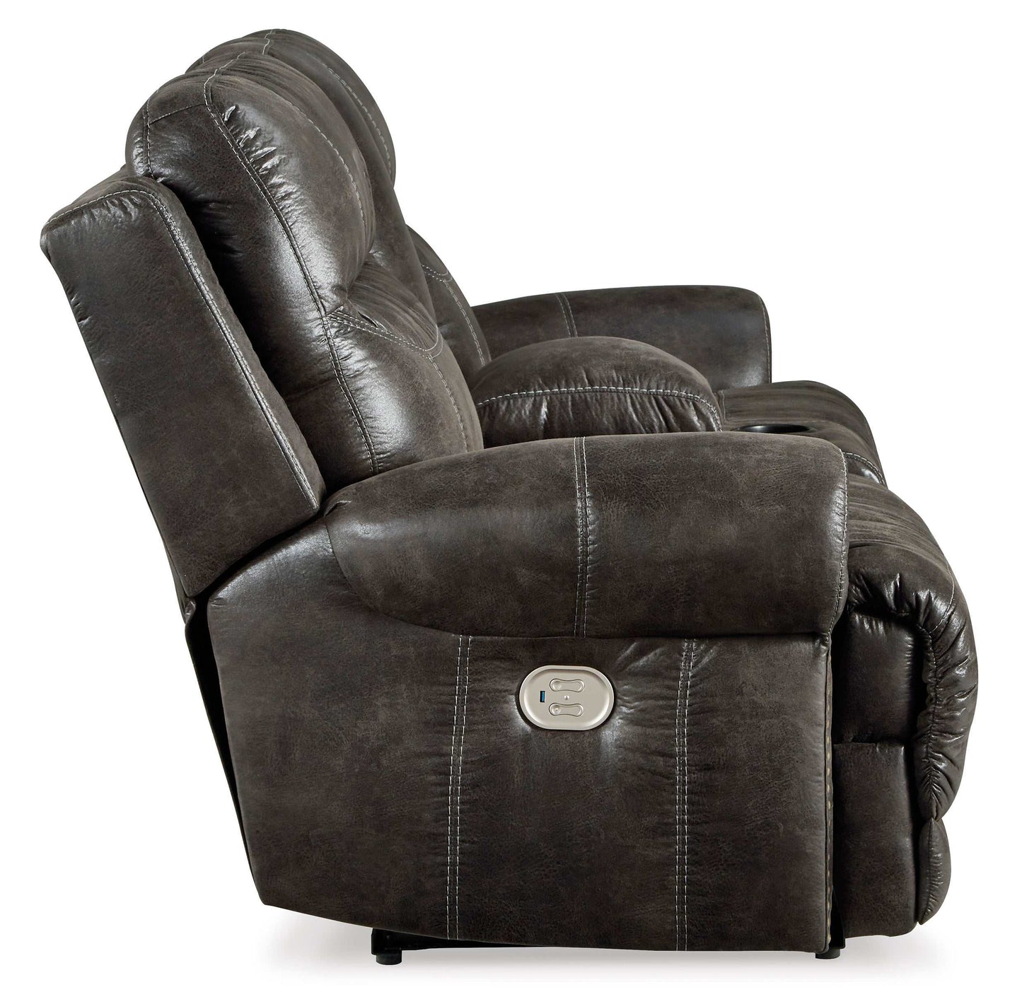 Grearview Charcoal Power Reclining Loveseat w/ Console