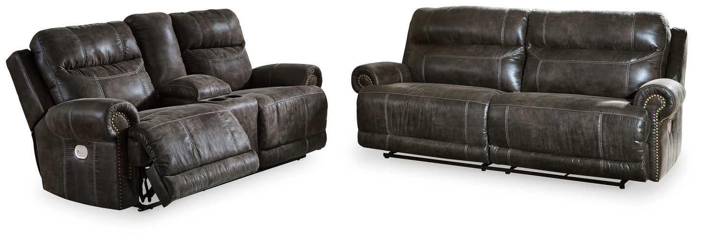 Grearview Charcoal Power Reclining Sofa and Loveseat