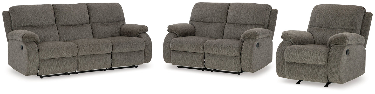 Scranto Brown Reclining Sofa, Loveseat and Recliner