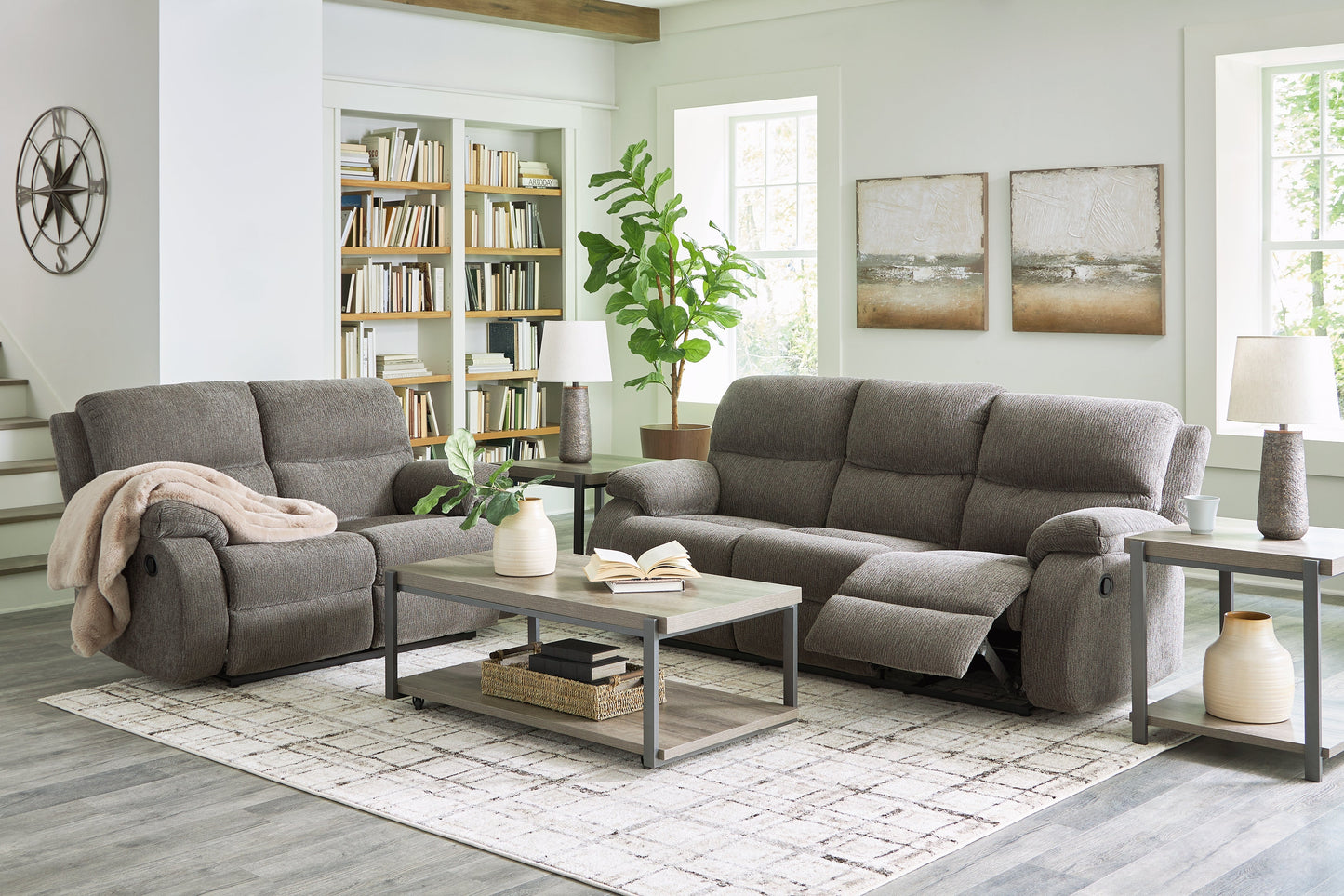 Scranto Brown Reclining Sofa and Loveseat