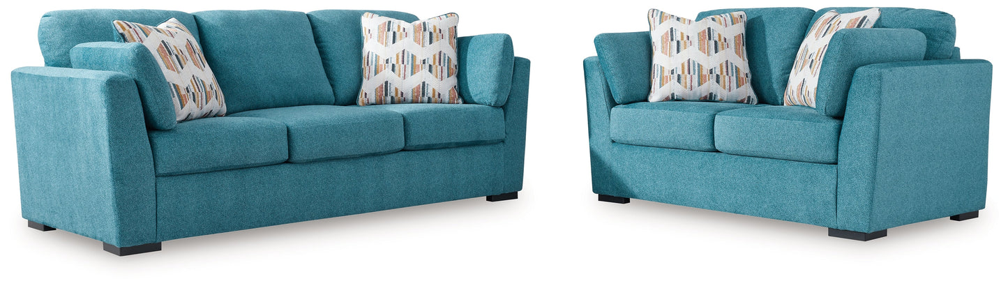 Keerwick Teal Sofa and Loveseat