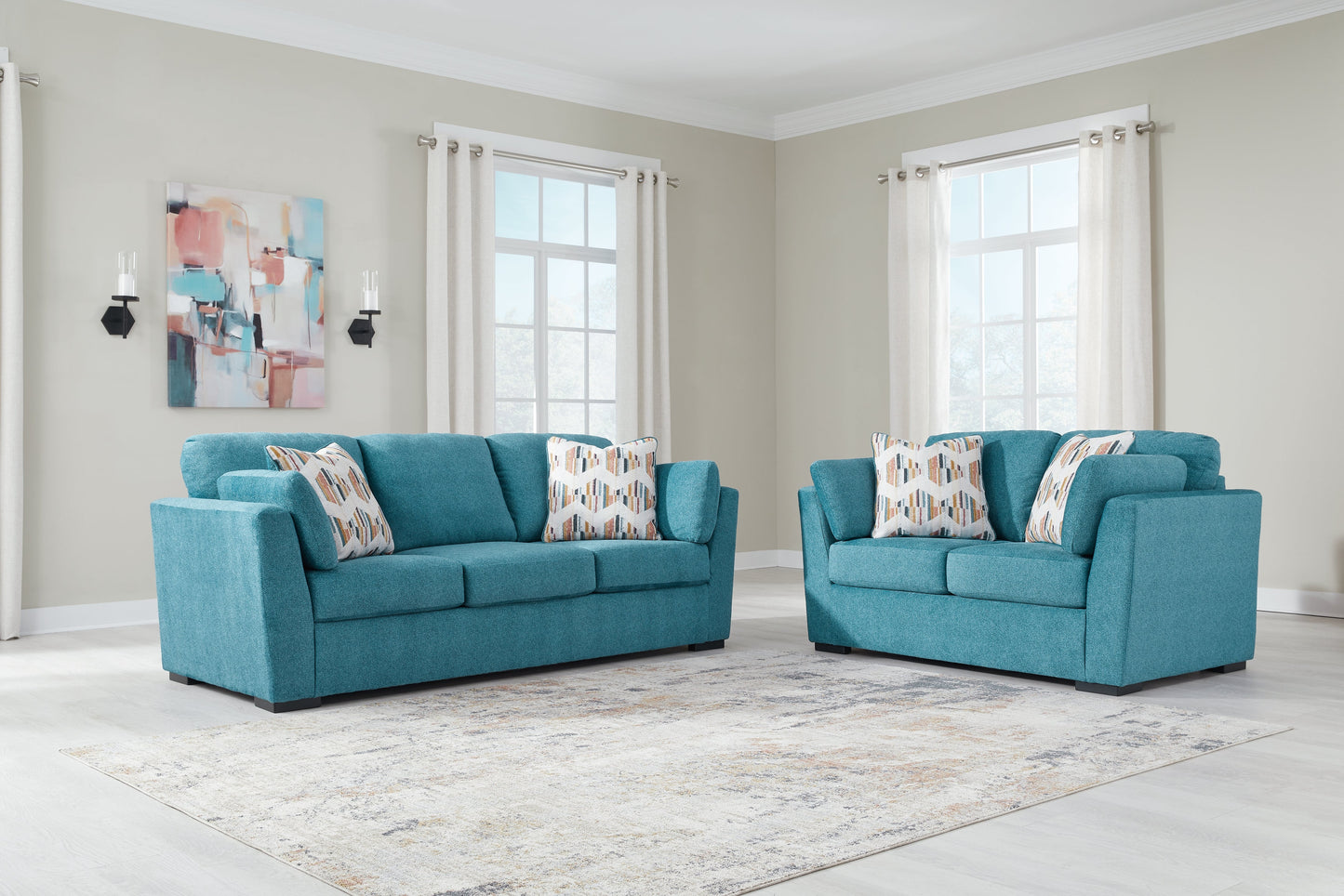 Keerwick Teal Sofa and Loveseat