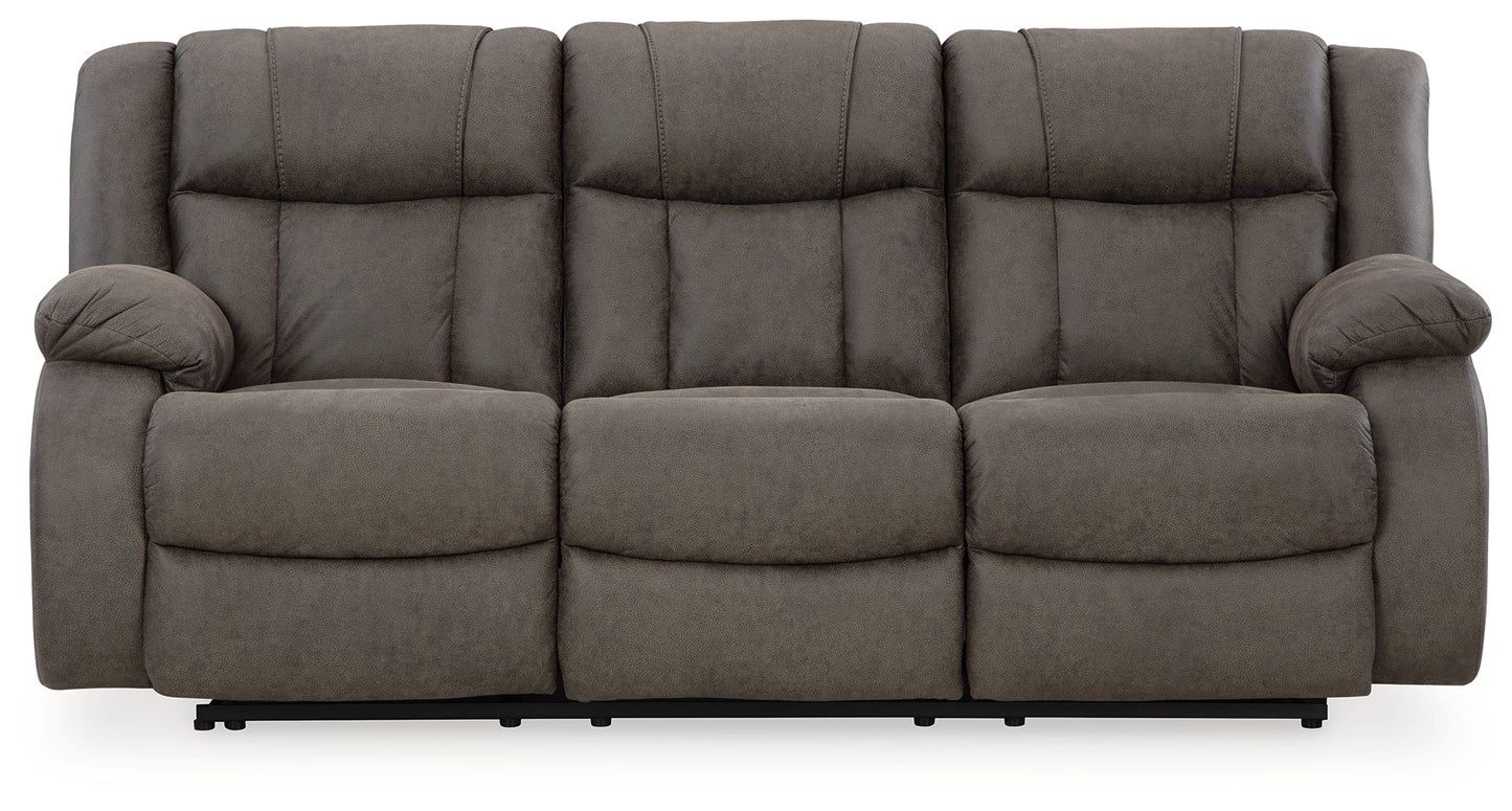 First Base Gunmetal Reclining Sofa, Loveseat and Recliner