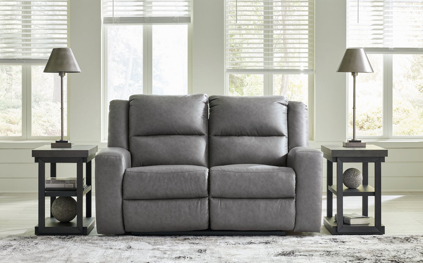 Brixworth Gray Reclining Loveseat