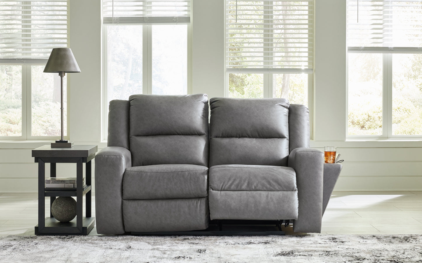 Brixworth Gray Reclining Loveseat