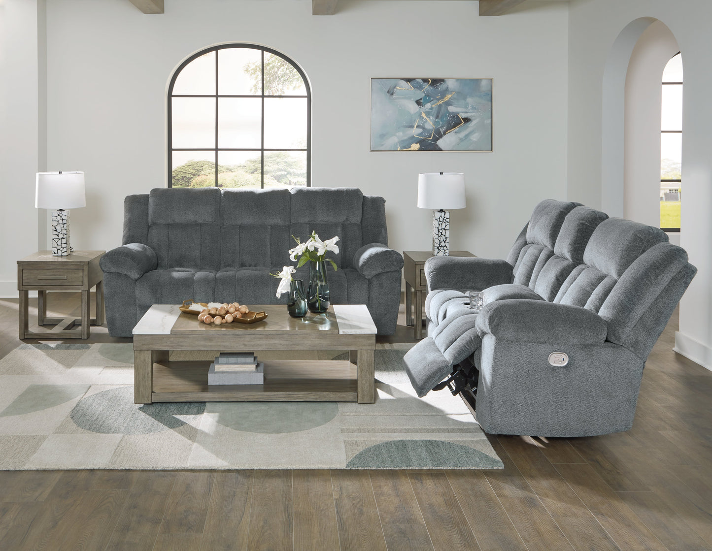 Tip-Off Power Reclining Sofa and Loveseat