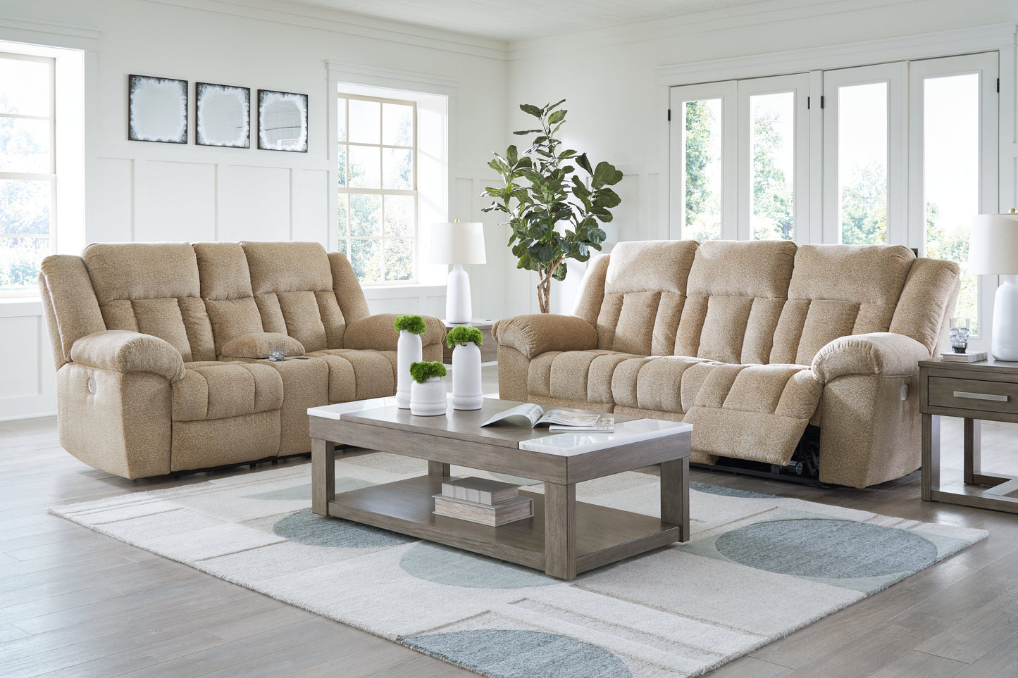 Tip-Off Power Reclining Sofa and Loveseat