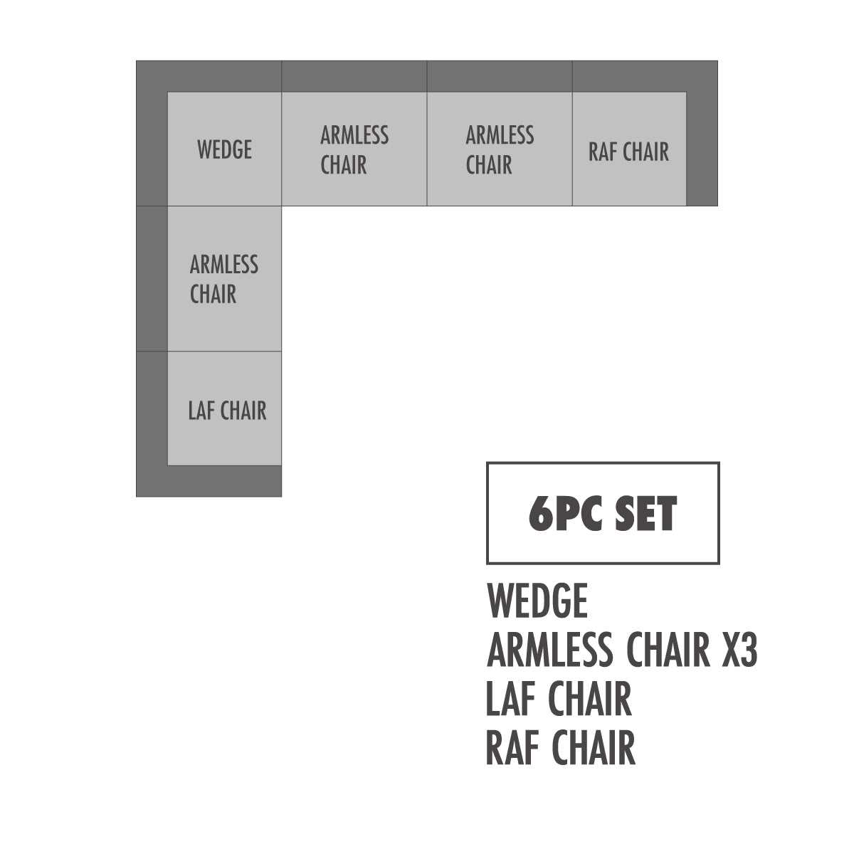 Regent Park Pewter 6pc Corner Sectional