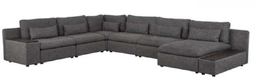 Divani Casa Paseo Charcoal Modular Sectional Sofa w/ Console Create your own Style - Ornate Home