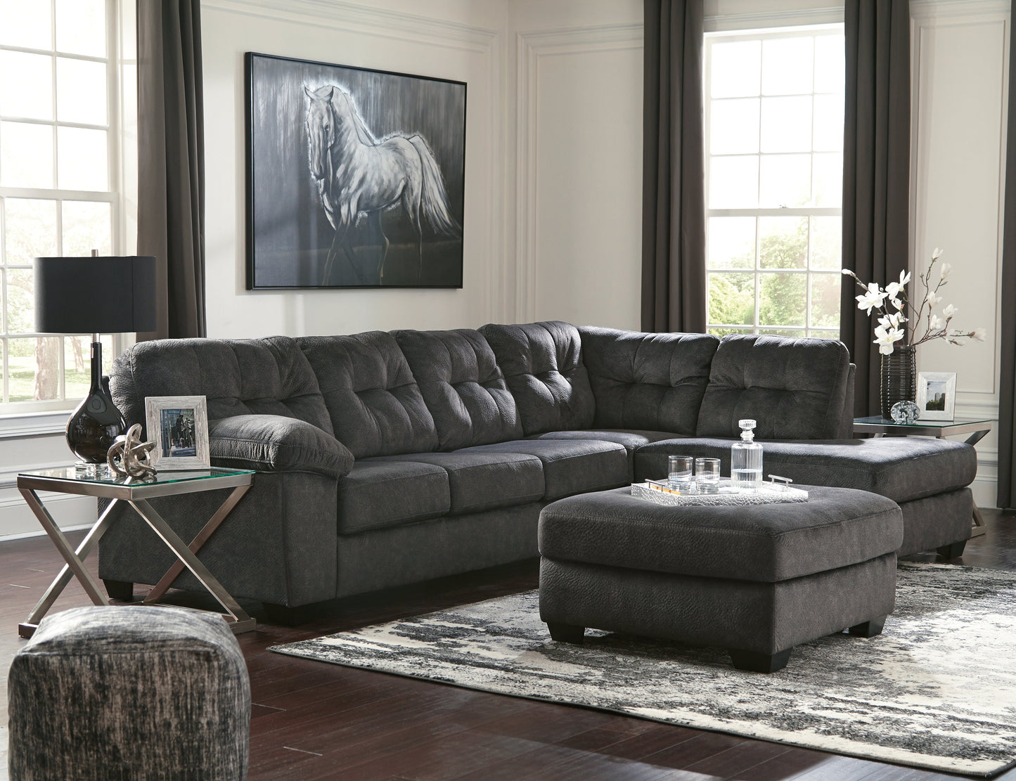 Accrington Granite 2-Piece Sectional with Ottoman