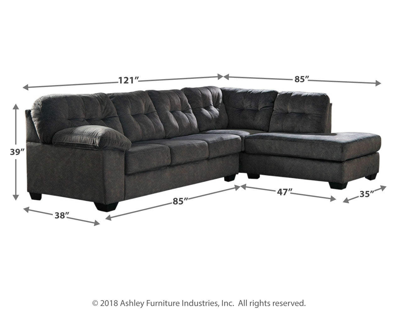Accrington Granite 2-Piece Sectional with Ottoman