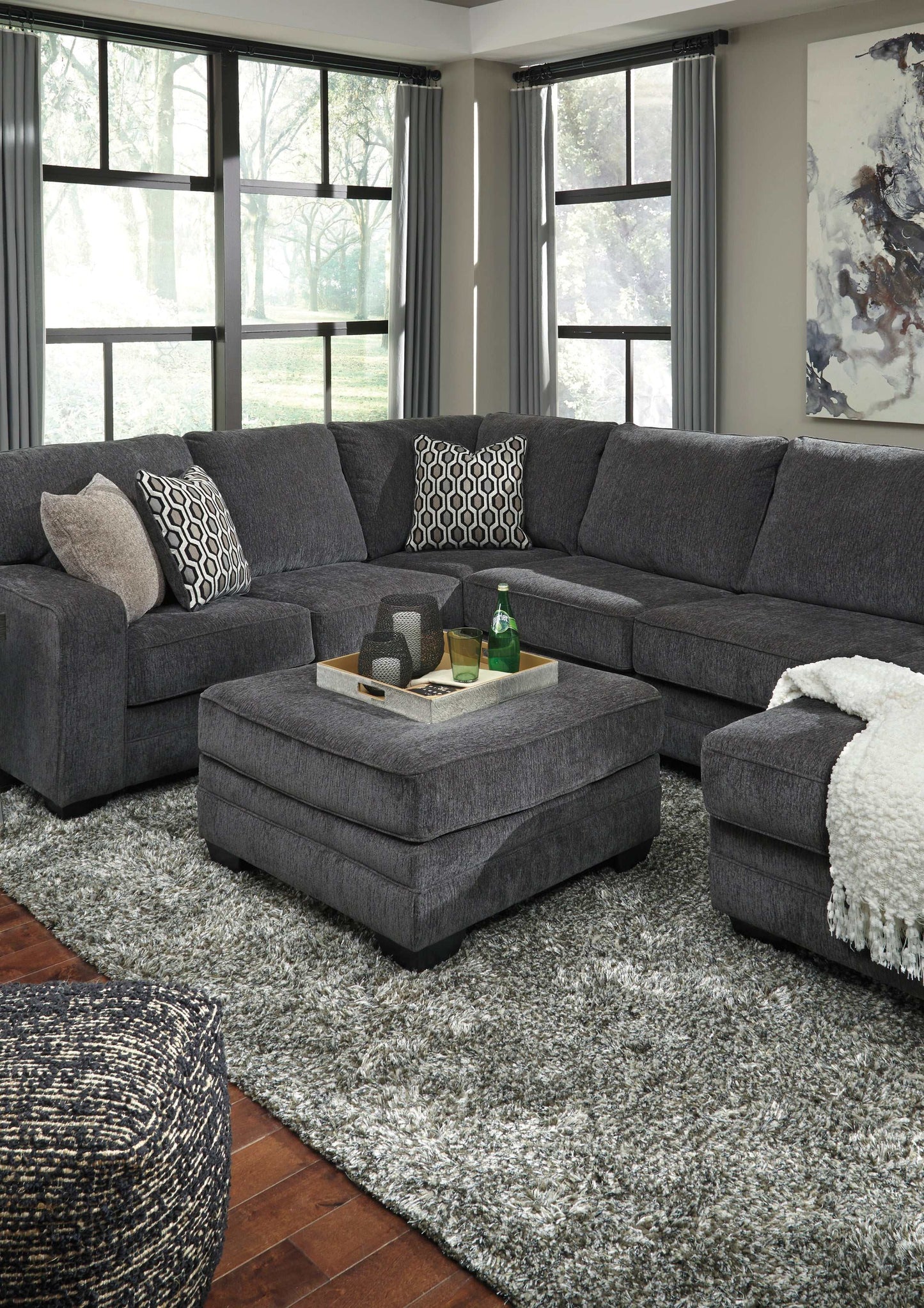 Tracling Slate Oversized Ottoman