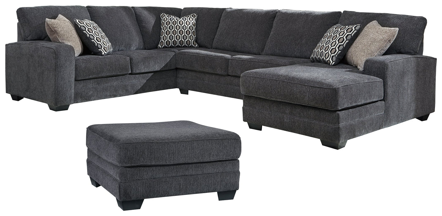 Tracling Gray 3-Piece Sectional with Ottoman