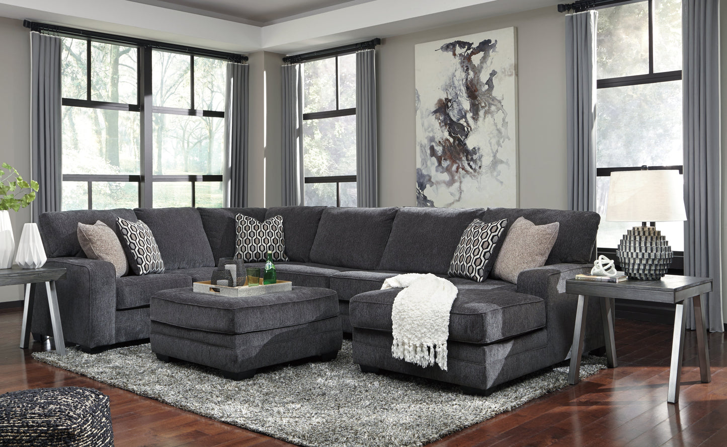 Tracling Gray 3-Piece Sectional with Ottoman