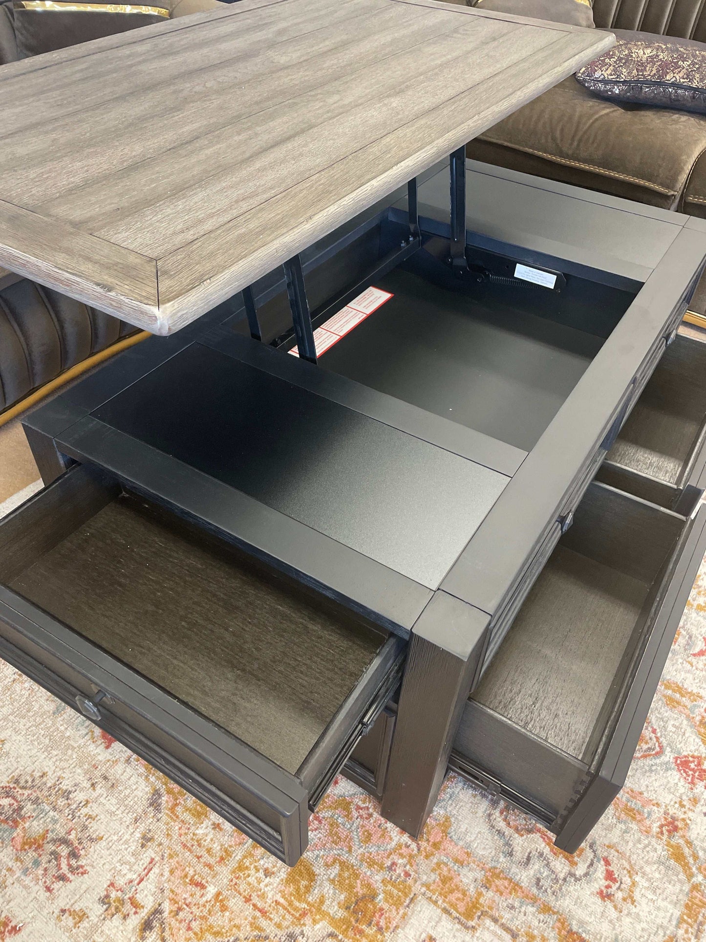 Tyler Creek Grayish Brown/Black Lift Top Coffee Table