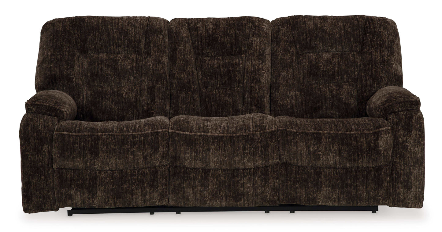 Soundwave Chocolate Manual Reclining Sofa w/ Drop Down Table