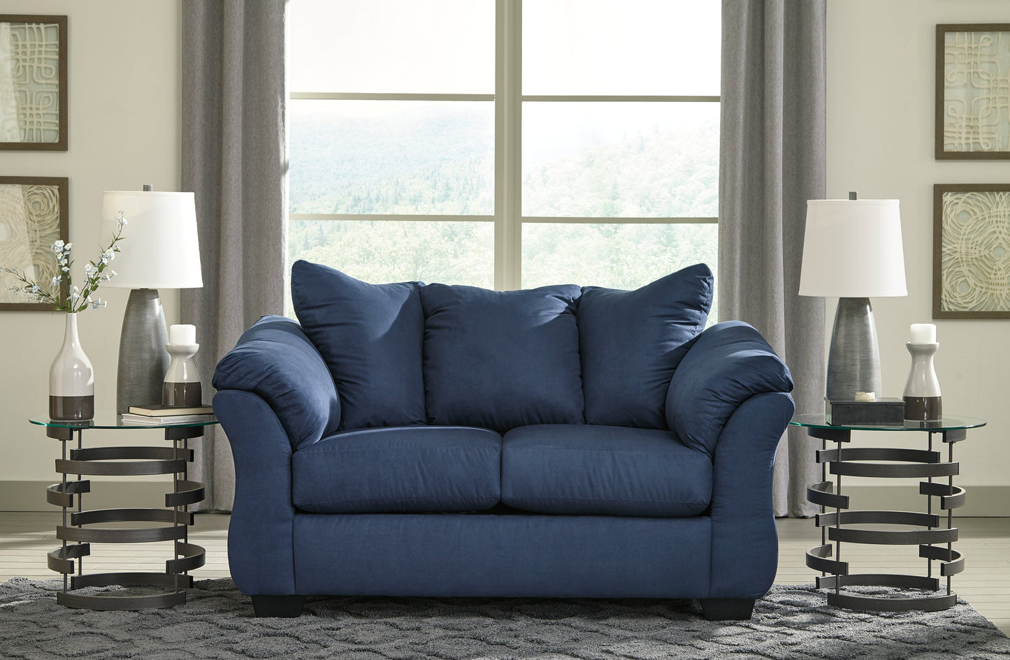 Darcy Blue Loveseat and 2 Chairs