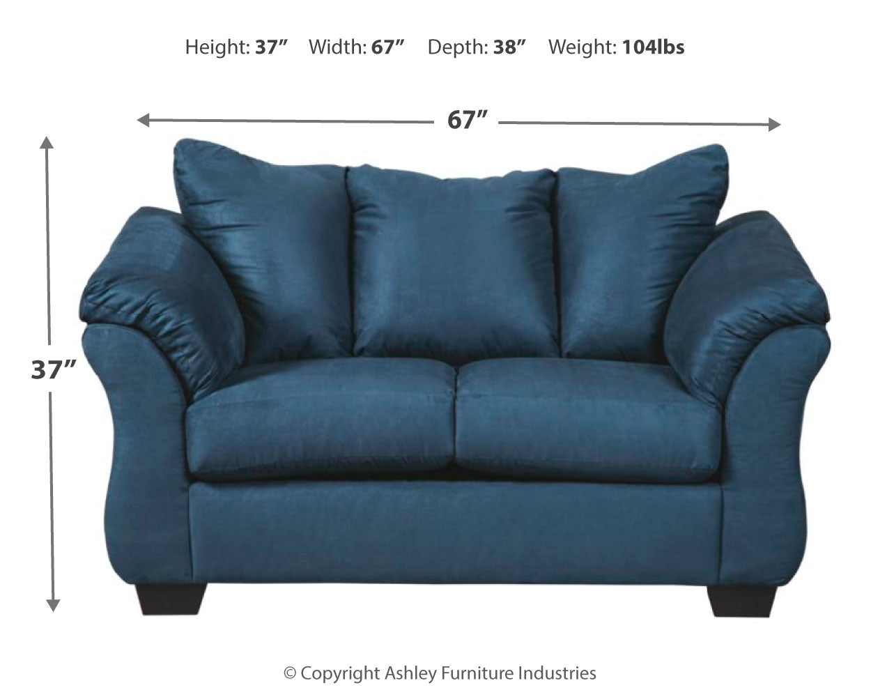 Darcy Blue Sofa, Loveseat and Recliner