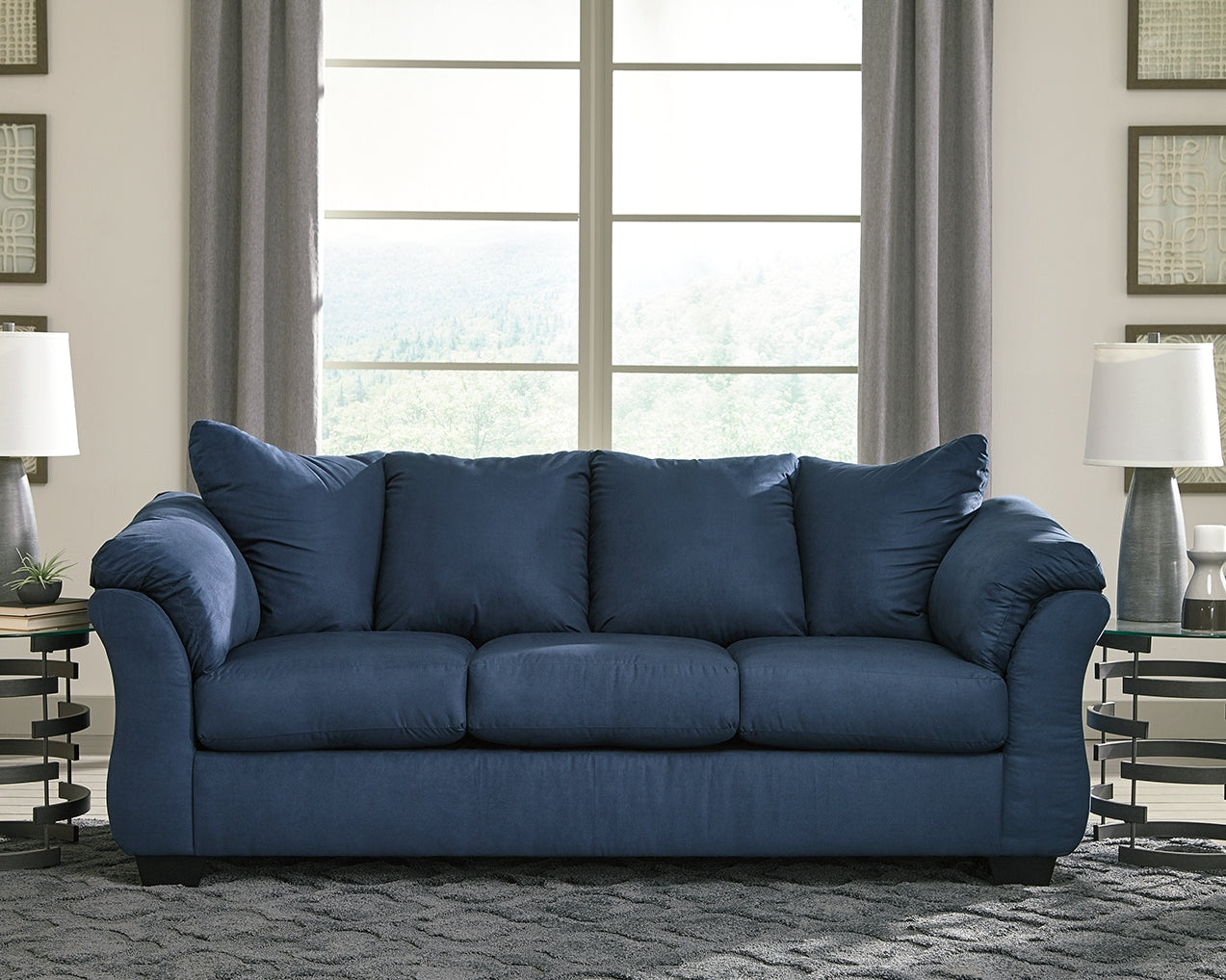 Darcy Blue Sofa and Recliner