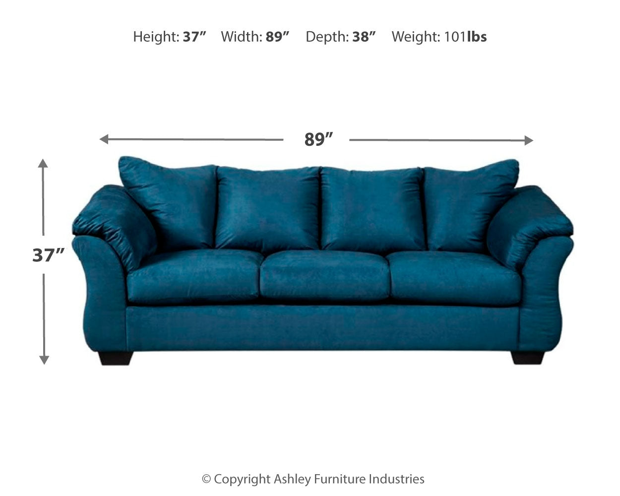 Darcy Blue Sofa, Loveseat and Recliner