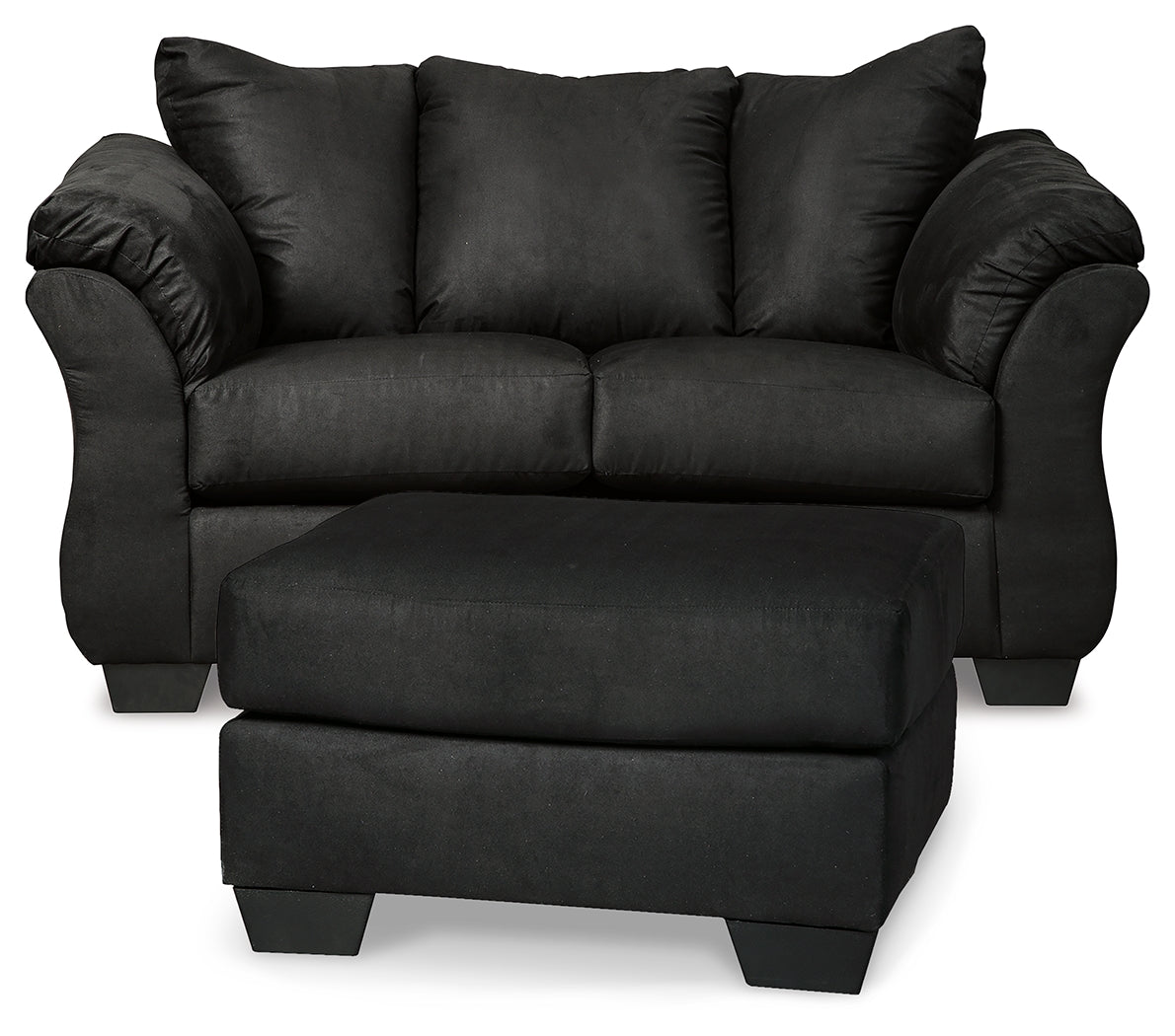 Darcy Black Loveseat and Ottoman