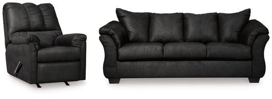 Darcy Black Sofa and Recliner