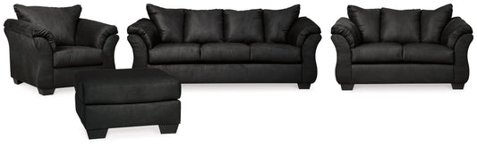 Darcy Black Sofa, Loveseat, Chair and Ottoman