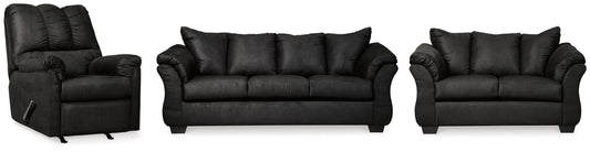 Darcy Black Sofa, Loveseat and Recliner