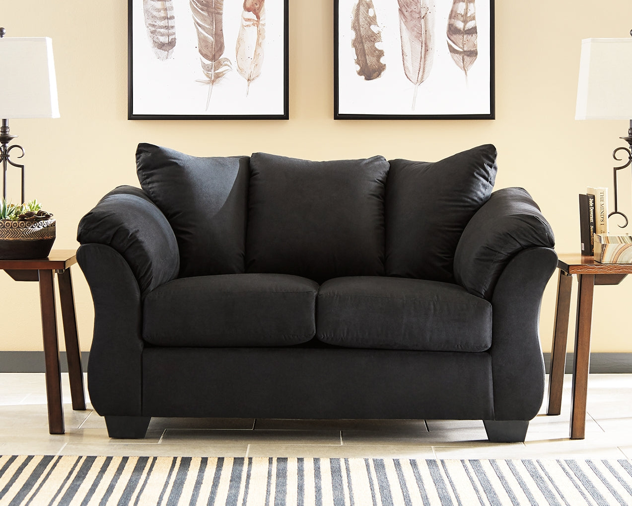 Darcy Black Loveseat and Ottoman