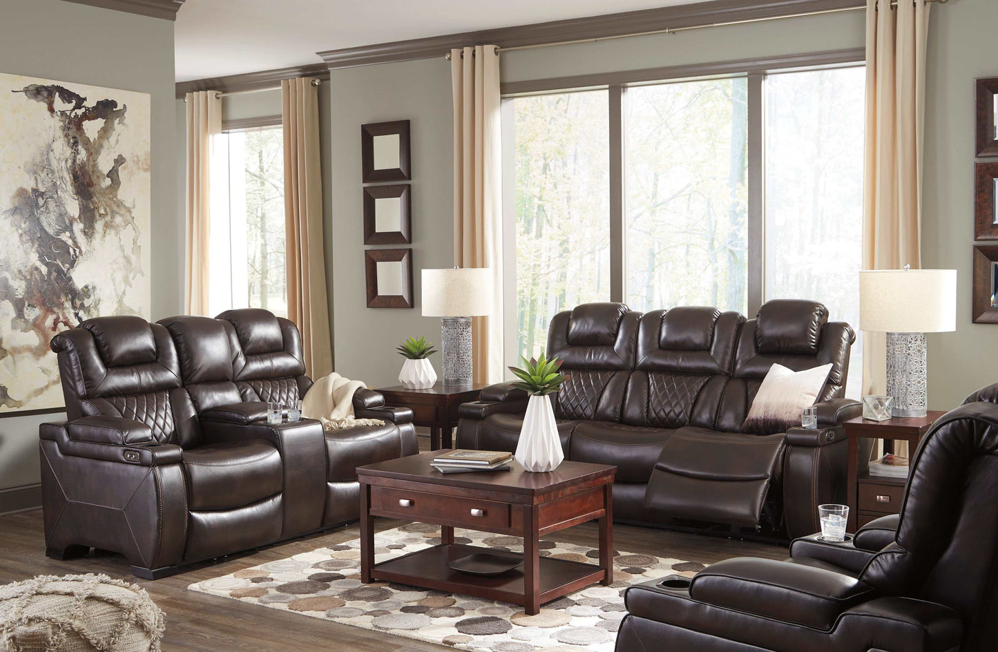 Warnerton Chocolate 3pc Power Reclining Living Room Set