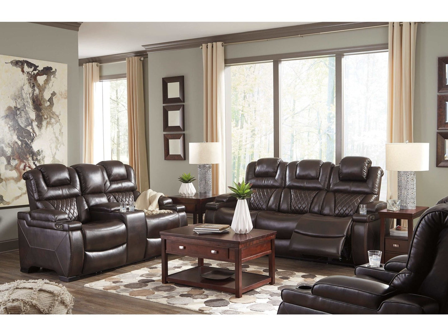 Warnerton Chocolate 3pc Power Reclining Living Room Set