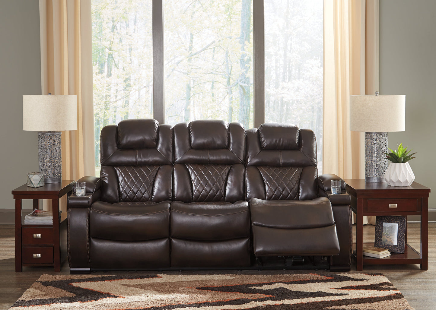 Warnerton Brown Power Reclining Sofa and Recliner