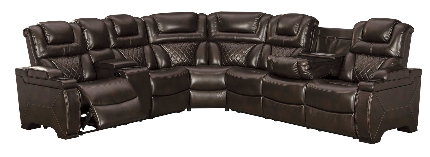 Warnerton Chocolate 3pc Power Reclining Sectional w/ Console