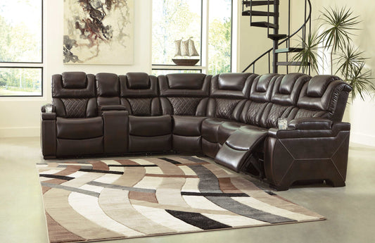 Warnerton Chocolate 3pc Power Reclining Sectional w/ Console