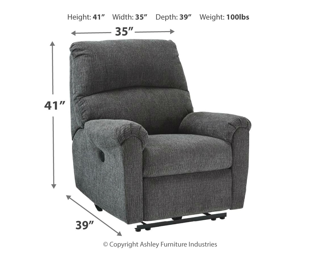 McTeer Charcoal Power Recliner