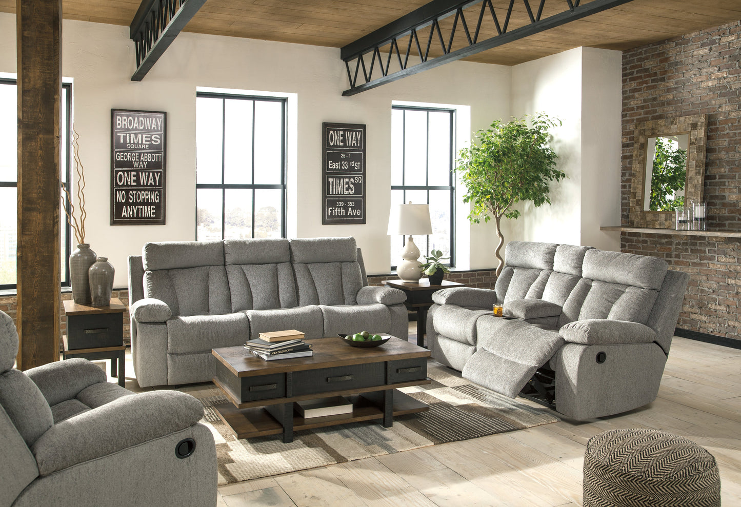 Mitchiner Fog Reclining Sofa and Loveseat with 2 Recliners