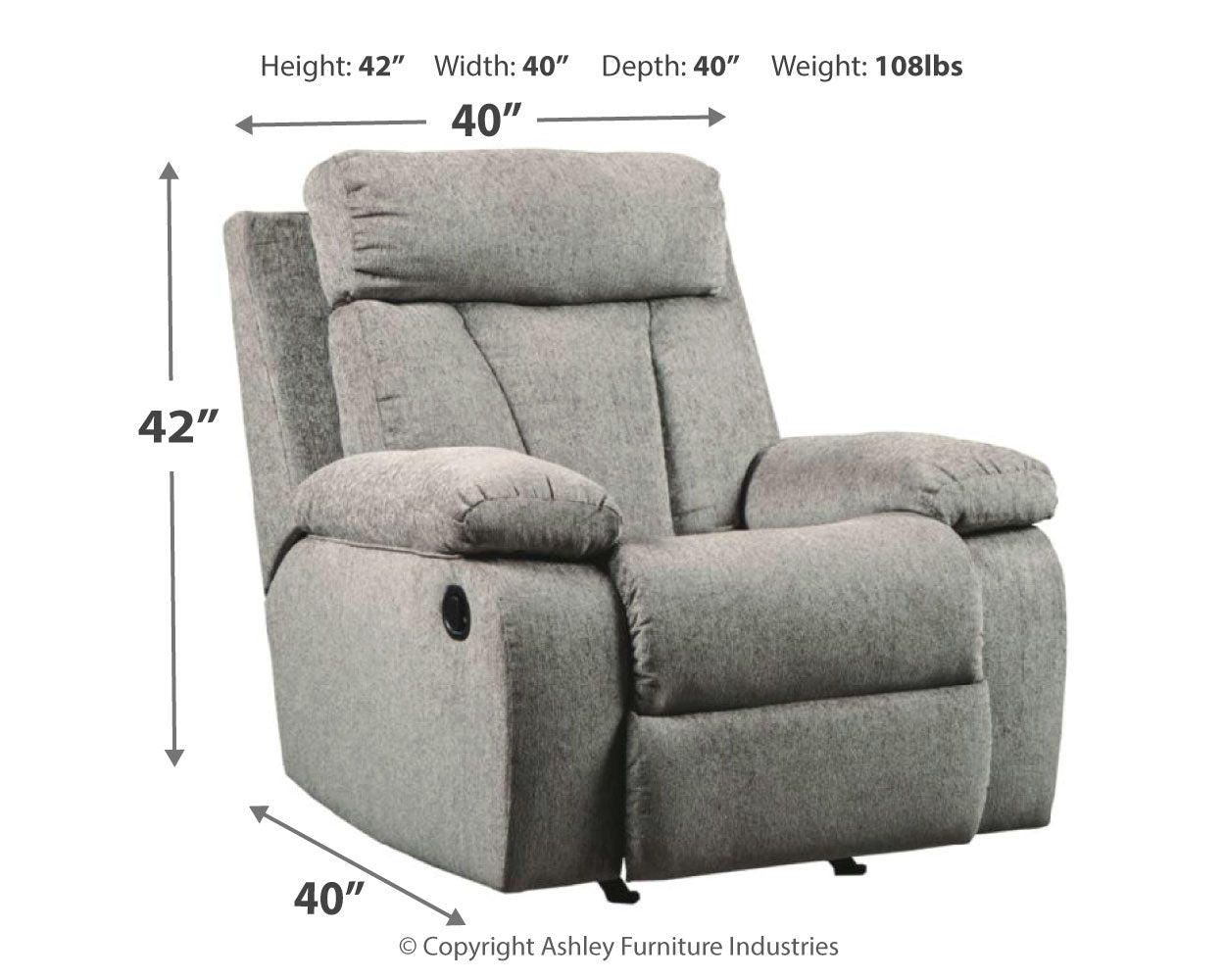 Mitchiner Fog Reclining Sofa with Recliner