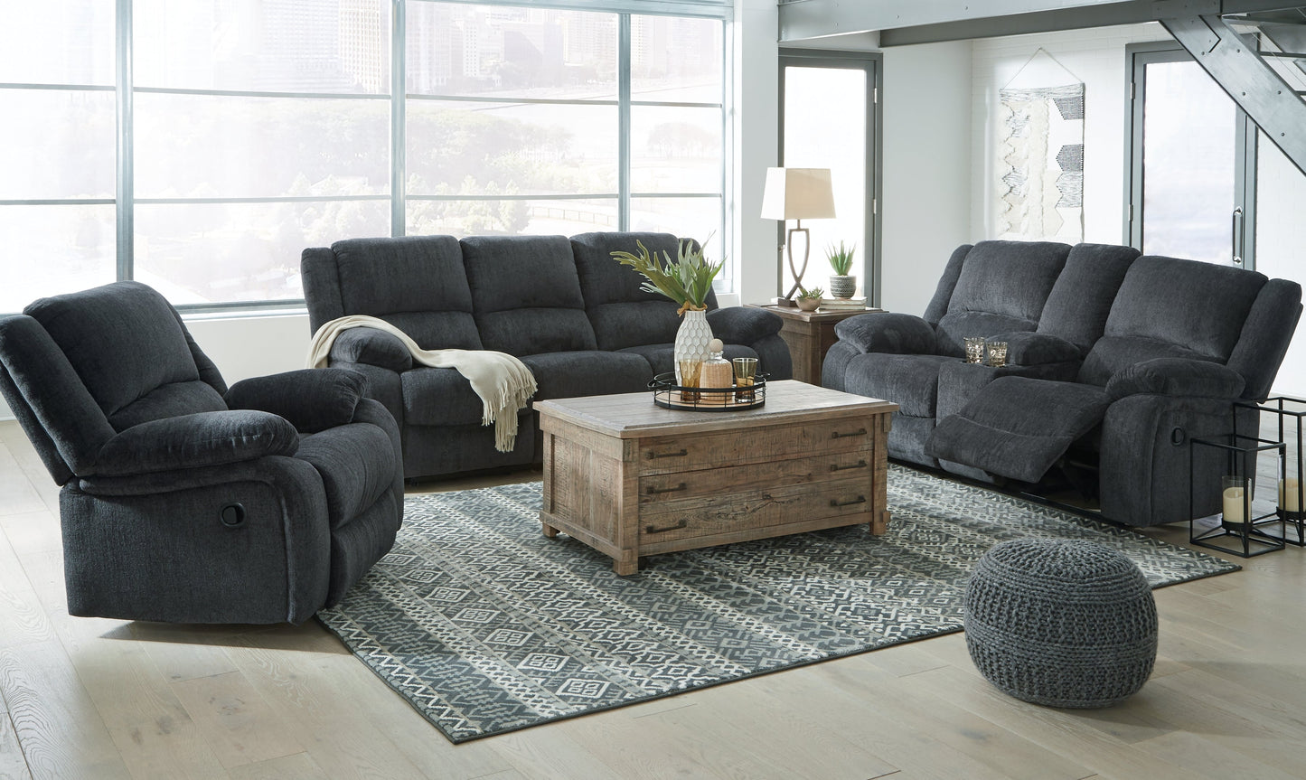 Draycoll Gray Reclining Sofa, Loveseat and Recliner