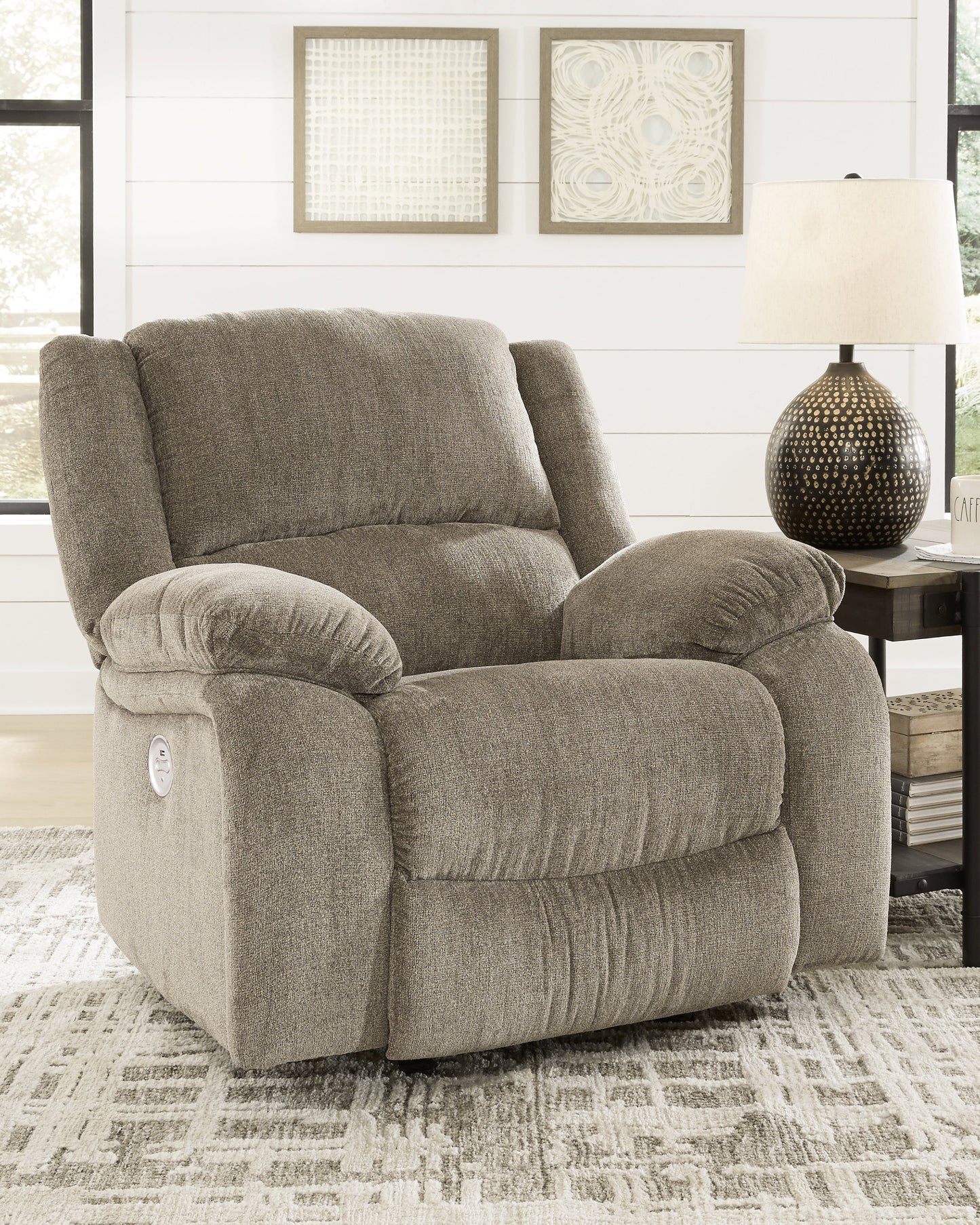 Draycoll Pewter Power Reclining Sofa, Loveseat and Recliner