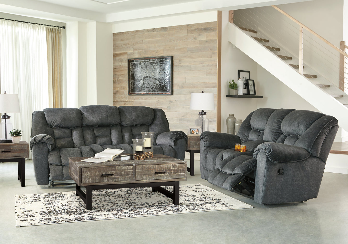 Capehorn Granite Reclining Sofa and Loveseat