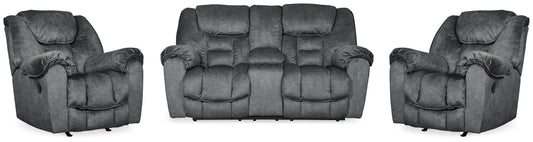 Capehorn Granite Reclining Loveseat and 2 Recliners